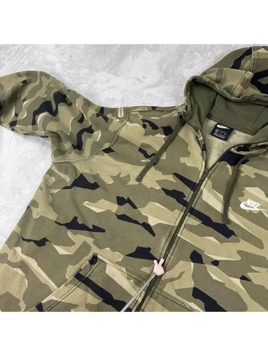 Y2K Nike Camouflage Full Zip Men Size 2XL Distressed Relax Fleece Pockets Camo - Picture 7 of 9